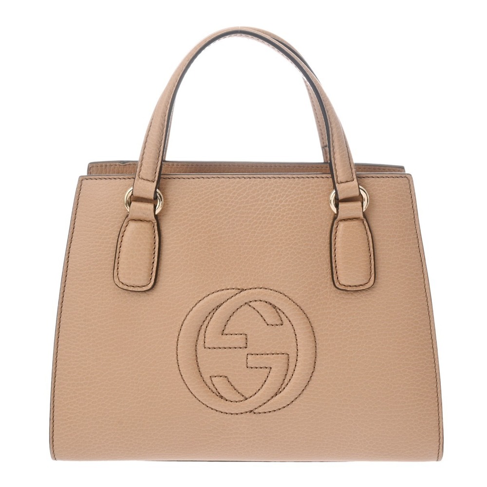 GUCCI Soho Interlocking Beige Tan Calfskin Handbag - Picture 1 of 10